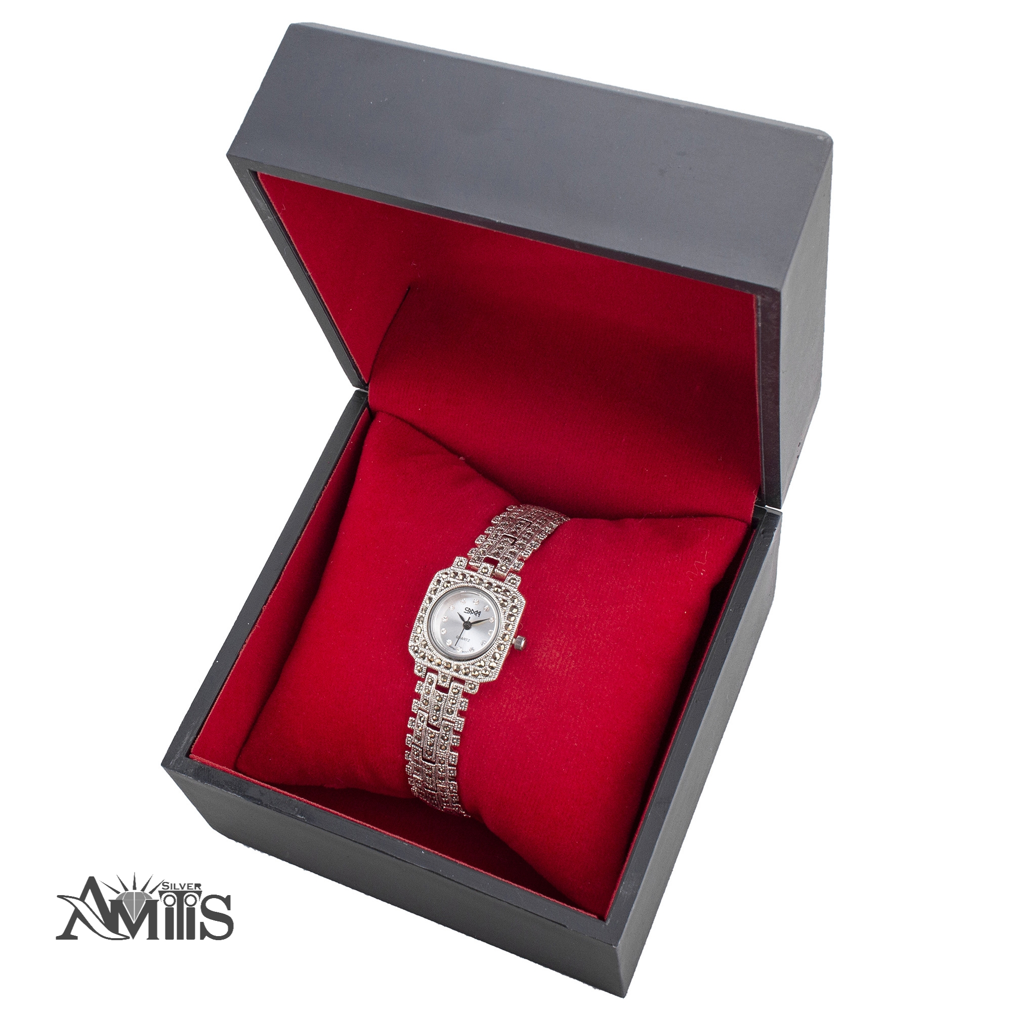 ساعت نقره سیاه قلم زنانه